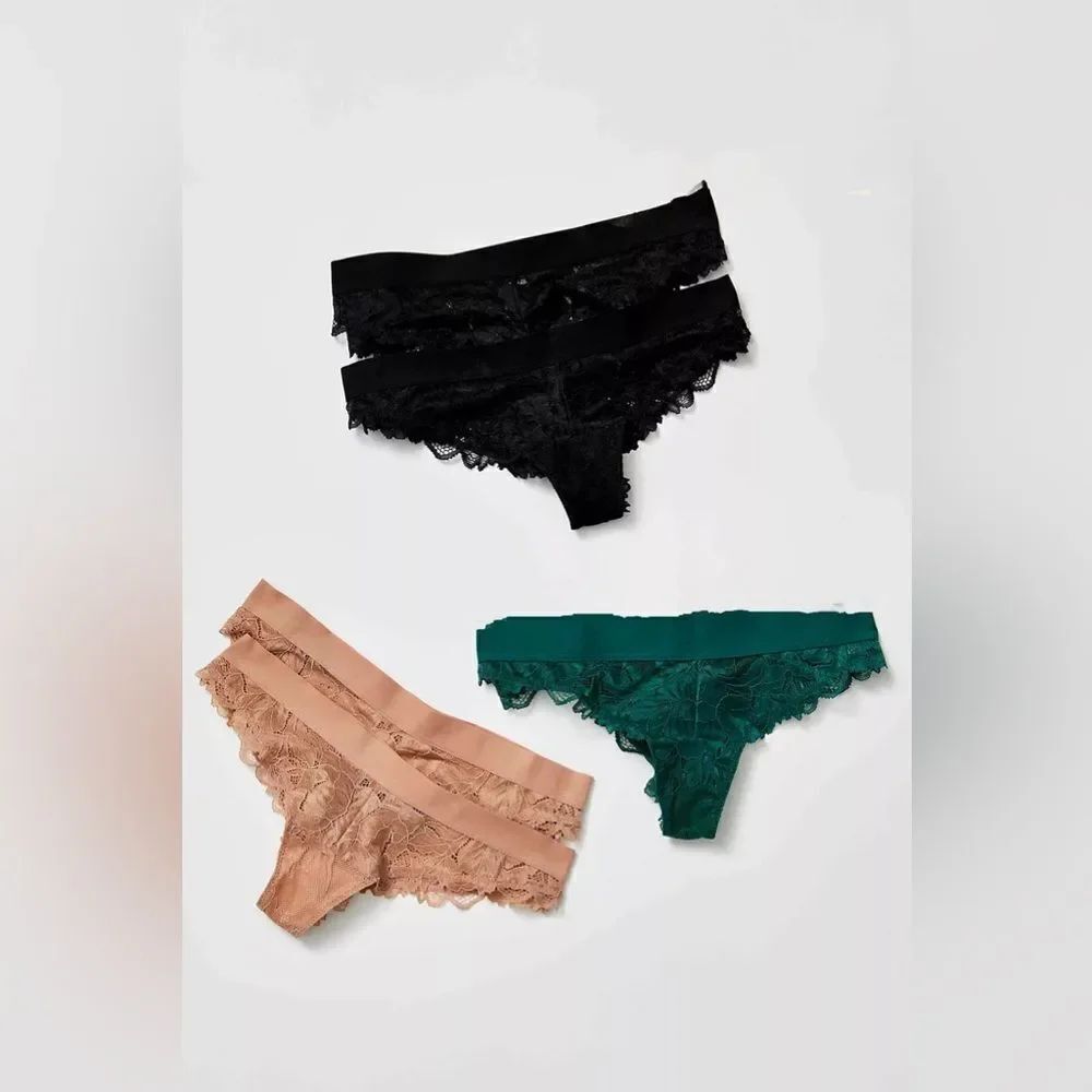 NEW FREE PEOPLE EVERYDAY LACE TANGA 5 PACK